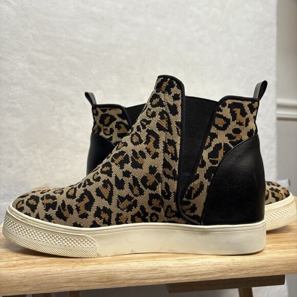 Steve Madden Ditta Leopard Cheetah Slip On High Top Platform Sneakers Size 9 - Picture 6 of 13
